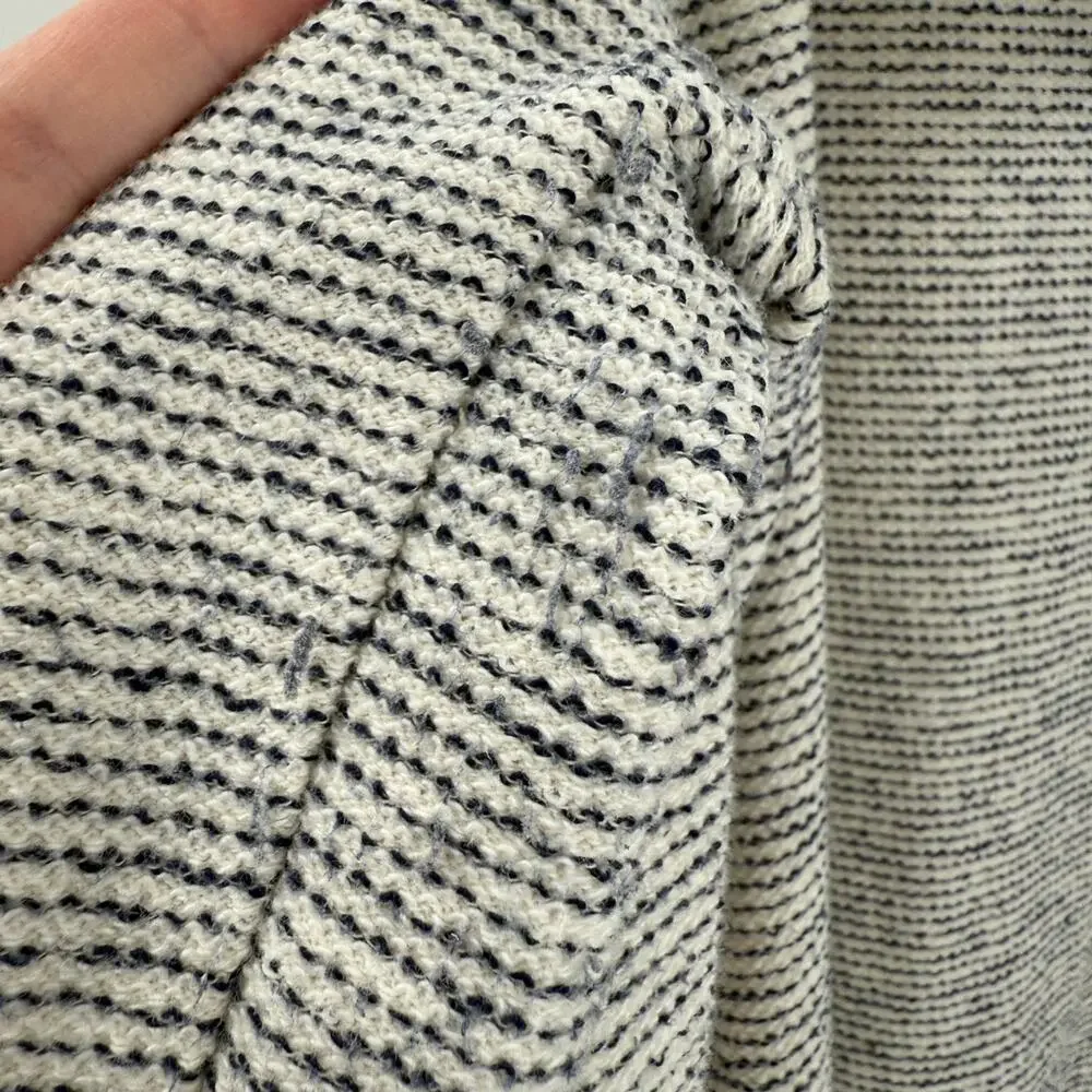 LOFT Open Front Hooded Cardigan in Light Gray and Cream